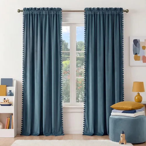 Miniatura 89 de NICETOWN Cortinas opacas de terciopelo extralargas negras de 120 pulgadas de largo para telón de fondo, cortinas de terciopelo con aislamiento Serie
