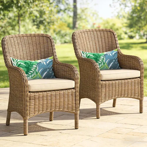Miniatura 682 de Juego de 2 almohadas para exteriores de 16 x 16 pulgadas, repelentes al agua con interiores, para muebles de patio, hogar, jardín, geometría bohemia