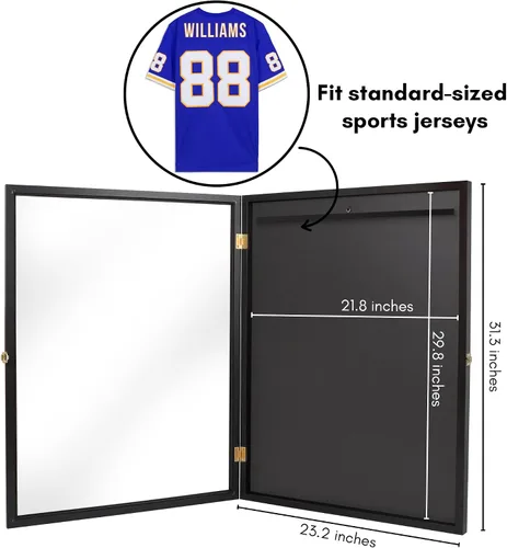 Miniatura 2 de Americanflat Vitrina de Exhibición para Jersey - Vitrina con Cerradura de 23x31 pulgadas con Colgador - Colección All-Star - Caja de Sombra Negra
