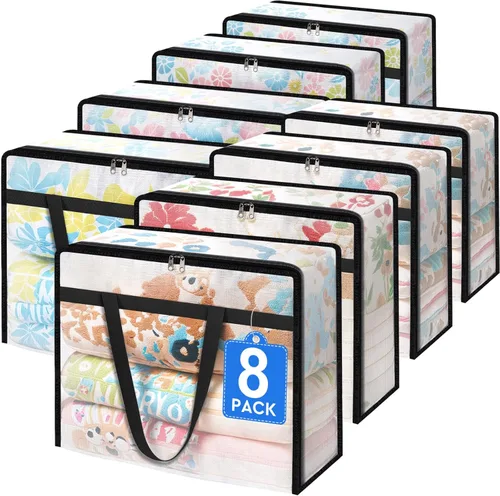 Miniatura 8 de TasticTotes Paquete de 6 bolsas de almacenamiento transparentes para edredón, ropa y ropa de cama, almacenamiento de mantas de plástico