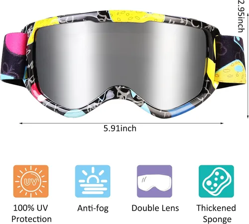 Miniatura 3 de Gafas de esquí para niños, con correa antideslizante, gafas de snowboard