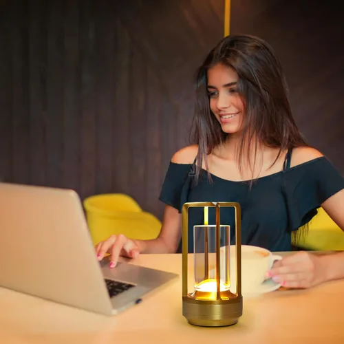Miniatura 7 de Lámpara de Mesa Pequeña, Lámpara LED Recargable Inalámbrica Operada por Batería, Lámpara de Noche Ajustable de 3 Temperaturas de Color para Sala