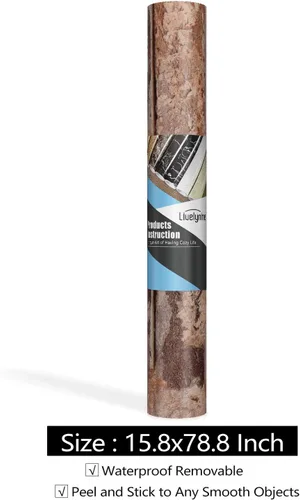 Miniatura 7 de Livelynine Papel tapiz de ladrillo marrón para despegar y pegar, papel tapiz de piedra texturizada 3D, papel adhesivo de ladrillo, impermeable, 15.8