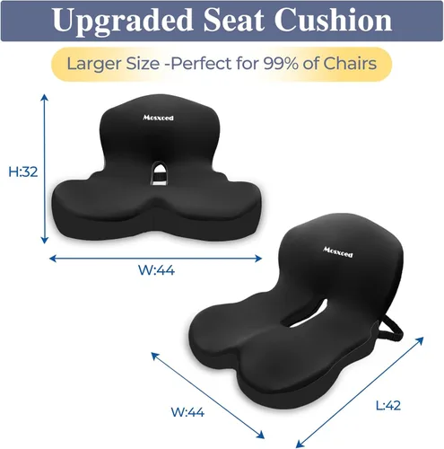 Miniatura 4 de Cojín de asiento de espuma viscoelástica para ciática y alivio del dolor de espalda, almohadilla ergonómica para silla con correa ajustable y funda