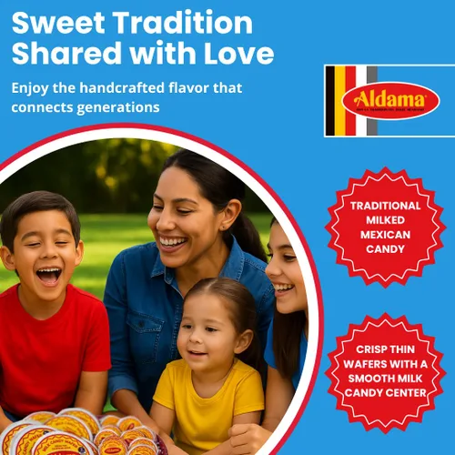 Miniatura 3 de ALDAMA Obleas Mediana Obleas - Caramelo de leche de obleas mediana - 8.81 onzas Galletas cremosas mexicanas de Oblea con relleno de Dulce de Leche