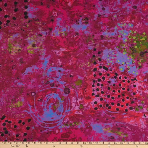 Windham Fabrics Parche de BlackBerry Graffiti manchado con grafiti digital, tela por yarda