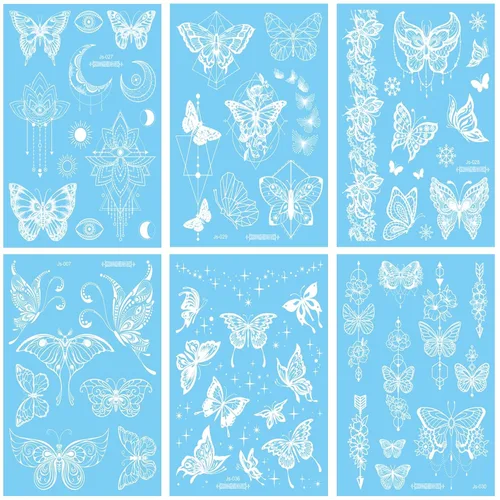 Miniatura 11 de Tatuaje temporal de mariposa realista para mujeres, calcomanías de tatuaje falsas de polilla grande negra para adultos, pierna de mano y brazo