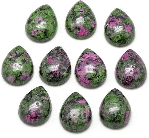 Miniatura 23 de Fashewelry Cuentas de cabujones de espalda plana de lágrima natural Cuarzo rosa