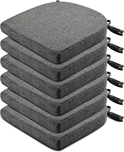 Miniatura 18 de Wellsin Cojines para sillas de comedor, 4 unidades, cojines para sillas de cocina con lazos y base antideslizante, almohadillas para sillas de Azul
