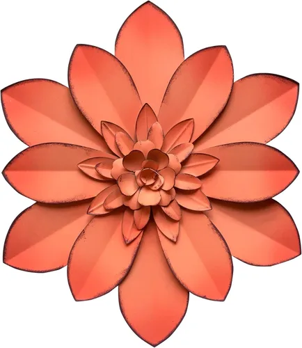 Miniatura 7 de Decoración de pared de flores de metal, escultura floral rústica moderna de 10 pulgadas, colgante de pared de hierro envejecido, decoración