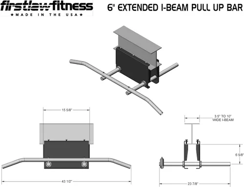 Miniatura 3 de Firstlaw Fitness - Límite de peso de 600 libras - Barra de dominadas extendida de 6 pulgadas - Barra larga con extremos doblados - Empuñaduras