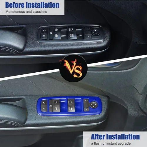 Miniatura 5 de Voodonala Interruptor de elevación de ventana, botón de control de elevalunas eléctrico, embellecedor para Dodge Charger Durango 2011-2025, para RAM