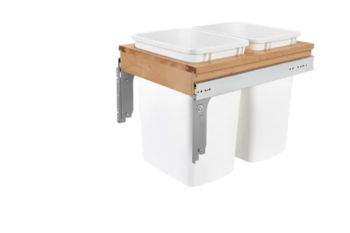 Miniatura 8 de Rev-A-Shelf Botes de basura de cocina de 35 cuartos de galón de montaje superior para colocar debajo del gabinete, toboganes de extensión completa