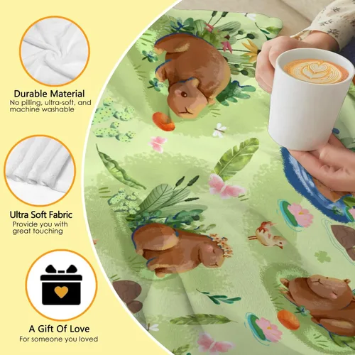 Miniatura 5 de Cabybara - Manta de franela Capybara ultrasuave y bonita para niños y niñas, manta de felpa acogedora y divertida de animales, regalo divertido