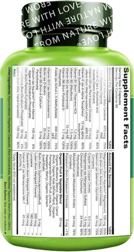 Miniatura 8 de NATURELO Multivitaminas para Adolescentes Niñas/Niños, 180 Cápsulas, Multivitamínico de Alimentos Integrales con Minerales, Sin OMG, Vegetariano