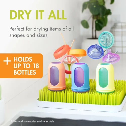 Miniatura 2 de Boon Lawn Estante de secado para biberones para encimera con bandeja antimicrobiana, color verde primavera, estante para biberones y organizador