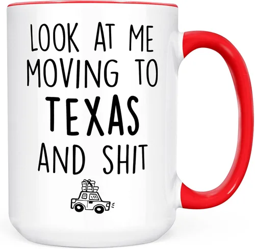 Miniatura 19 de Sweet & Salty Taza con texto en inglés «Look at Me Moving to Texas», regalos de bienvenida a Texas, regalo divertido para amigos que se mudan fuera