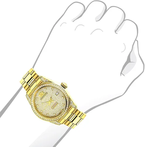 Miniatura 3 de LUXURMAN Iced Out - Reloj de mujer chapado en oro amarillo con diamantes Tribeca de 15 quilates Amarillo