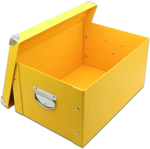 Miniatura 12 de GUOZI Caja de almacenamiento plegable, caja de memoria decorativa con tapa y esquinas reforzadas de metal, caja de regalo organizadora para 2