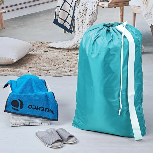 Miniatura 2 de HOMEST Paquete de 2 bolsas de lavandería de nailon XL con correa, organizador grande de ropa sucia, fácil de colocar en una canasta o cesta de ropa