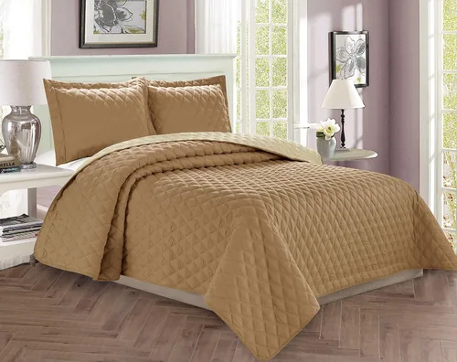 Miniatura 12 de Elegant Comfort Juego de colcha de lujo de 3 piezas con diseño de diamante acolchado con fundas de almohada, peso pesado para todas las estaciones