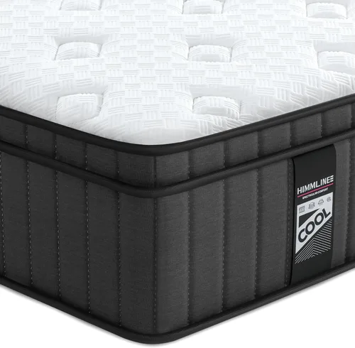 HIMMLINE Colchón Queen de 12 pulgadas, colchón híbrido tamaño Queen en una caja con espuma viscoelástica de gel y resorte de bolsillo, sensación