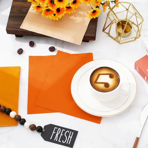Miniatura 4 de Whaline Paquete de 150 Servilletas de Otoño en Color Naranja 16.5 x 16.5 cm 3 Colores Servilletas Desechables de Papel en Tema Naranja Servilletas