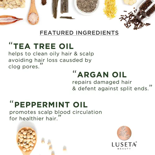 Miniatura 3 de Luseta Champú de aceite de árbol de té, 33.8 onzas, tratamiento natural anticaspa para cabello seco y dañado, sin sulfatos y seguro para cabello