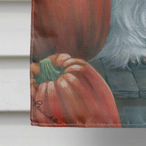 Miniatura 340 de Caroline's Treasures PPP3090GF - Bandera decorativa para jardín de bulldog inglés y otoño, para exteriores, patio, flores, tamaño de jardín