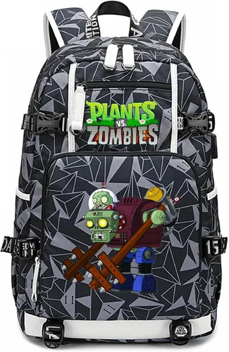 Miniatura 19 de ISaikoy Game Plants vs. Zombies - Mochila de hombro para libros, mochila escolar, color gris, Gris 15, Mochilas Daypack