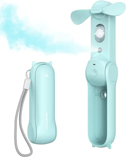 Miniatura 10 de SWEETFULL Ventilador de Nebulización Portátil, Ventiladores Nebulizadores Personales de Mano, Ventilador Pequeño Recargable, Mini Rociador de Rosa