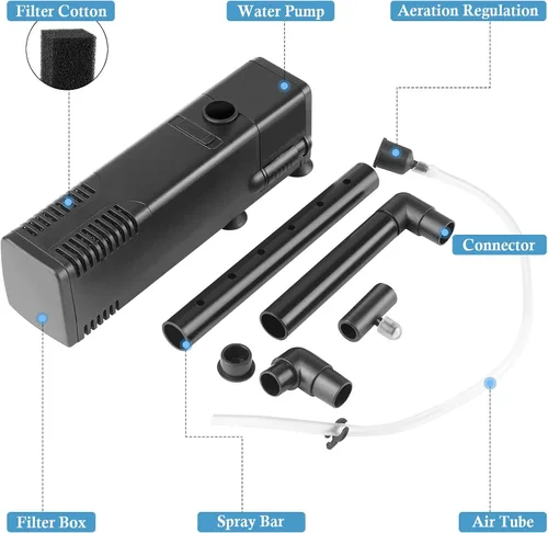 Miniatura 5 de FEDOUR Filtro Interno Sumergible para Acuario, Filtro con Bomba de Agua para Tanque de Peces hasta 35 Galones (8W para 5-35 galones-nuevo)