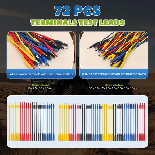 Miniatura 3 de Kit de cables de prueba de multímetro automotriz de 110 piezas con clips de cocodrilo, tapones de plátano y sondas, herramienta profesional