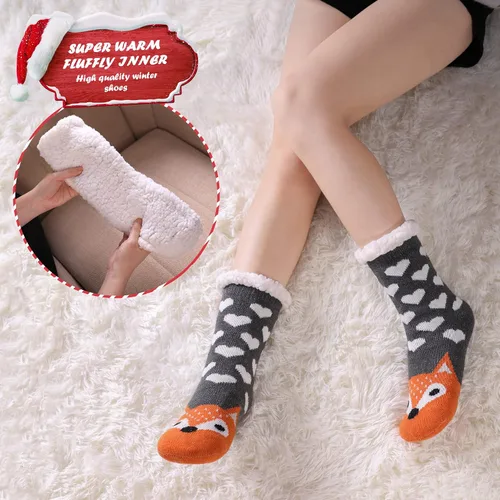 Miniatura 3 de DYW Women Non Slip Slipper Socks Fuzzy Socks for Women Fluffy Cozy Animal Soft Thick Warm Winter Fleece Lining Home Socks