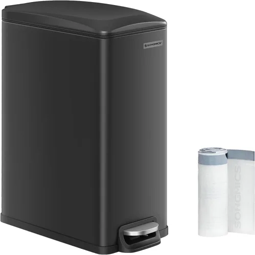 Miniatura 17 de SONGMICS Basurero de baño, 1.3 galones (5 L) pequeño con tapa, delgado para espacios pequeños, cubo de basura de acero inoxidable, cierre suave