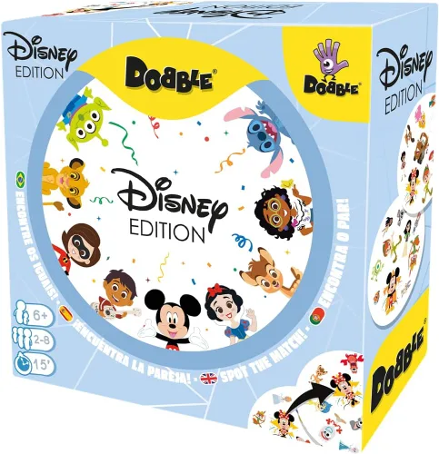 Zygomatic | Dobble Disney Edition | Juego de cartas de acción para adultos y niños | A partir de 6 años | 2 a 8 jugadores | 15 minutos por juego |