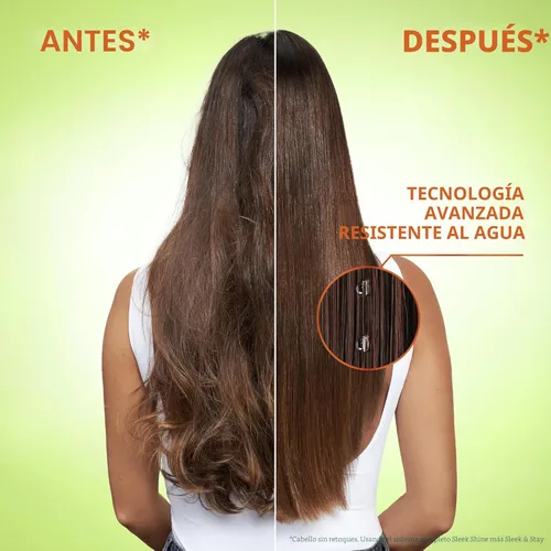 Miniatura 7 de Garnier Fructis Sleek & Shine Champú (22 onzas líquidas) + Acondicionador (21 onzas líquidas) Set para cabello encrespado y seco, Queratina vegetal