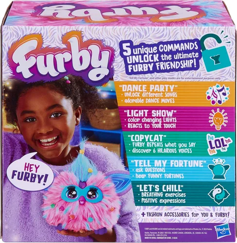 Miniatura 16 de Furby Cotton Candy, 15 accesorios de moda, juguetes de peluche interactivos para niñas y niños de 6 años en adelante, animatronic activado por voz