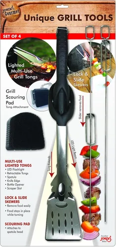 Jokari Juego de parrilla iluminada 6 en 1 de grado profesional. Herramienta de fuerza industrial todo en uno, incluye mango de fácil agarre,