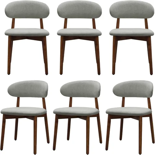 Miniatura 32 de Juego de 2 sillas de comedor de granja, modernas sillas de comedor de madera de mediados de siglo, sillas de comedor tapizadas de tela de granja