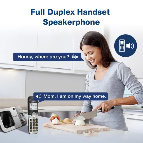 Miniatura 4 de VTech Teléfono inalámbrico de 3 auriculares con contestador, con pantalla grande y grandes botones de identificación de llamadas, altavoz