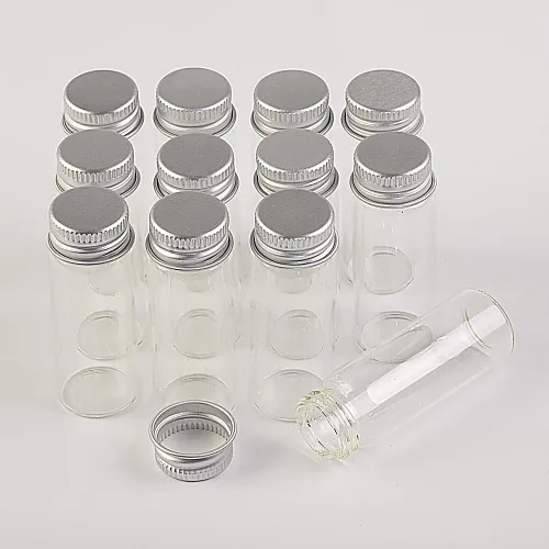 Miniatura 5 de 100 unidades 0.5 fl oz botellas de vidrio con tapa de metal vacío pequeña botella de deseos frascos de vidrio (100, 0.5 fl oz)