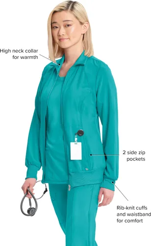 Miniatura 38 de Infinity by Cherokee 2391A - Chaquetas médicas con cremallera frontal para mujer, tela elástica en 4 direcciones
