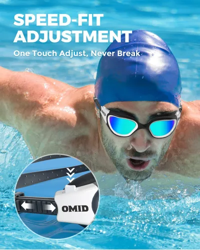 Miniatura 5 de OMID - Gafas de natación polarizadas P2, gafas antivaho para natación para hombres y mujeres adultas Lente dorada con montura blanca y negra B4