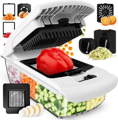 Miniatura 13 de Fullstar The Original Pro Chopper - Picador de verduras y espiralizador, picador de alimentos con recipiente, rebanador de frutas, accesorios