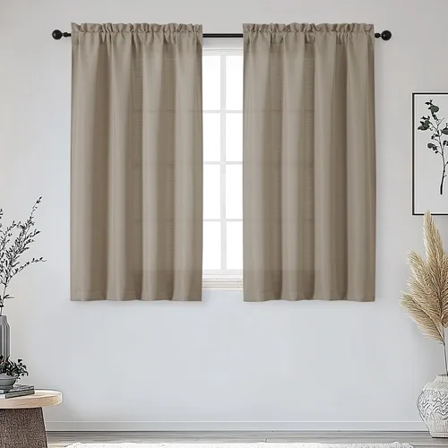 Miniatura 67 de OWENIE Bob Juego de 2 Paneles de Cortinas Negras de Cocina para Ventanas de 36 Pulgadas de Largo, Cortinas Cortas de Café con Textura de Lino