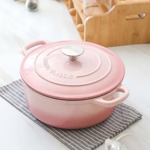 Miniatura 8 de EDGING CASTING Horno holandés cubierto de hierro fundido esmaltado de 5.5 cuartos de galón con doble asa, hornos holandeses con tapa para hornear