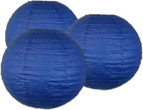 Miniatura 42 de Paquete de 3 linternas redondas de papel para decoración de boda y fiesta de cumpleaños (azul bebé, 4 pulgadas/3.9 in)