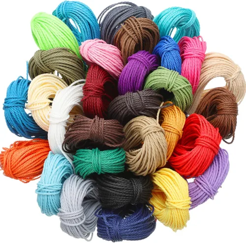Boao Cordón de poliéster encerado de 30 colores de 0.039 in, pulsera de hilo encerado de 328 yardas, cuerda de cera para hacer pulseras, joyas,