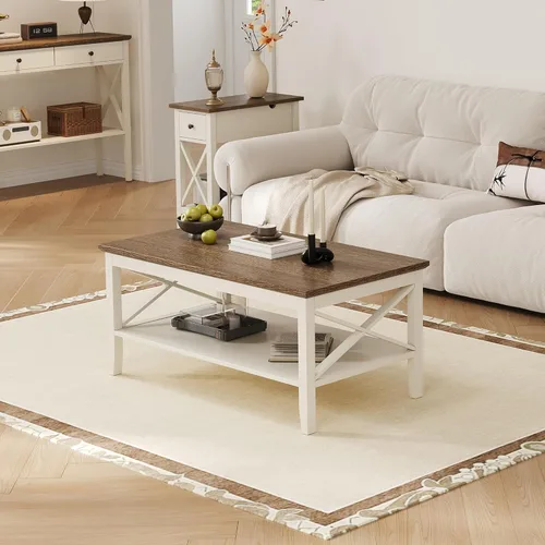 Miniatura 12 de Mesa de centro ChooChoo Oxford con patas más gruesas, mesa de centro de madera negra con almacenamiento para la sala de estar